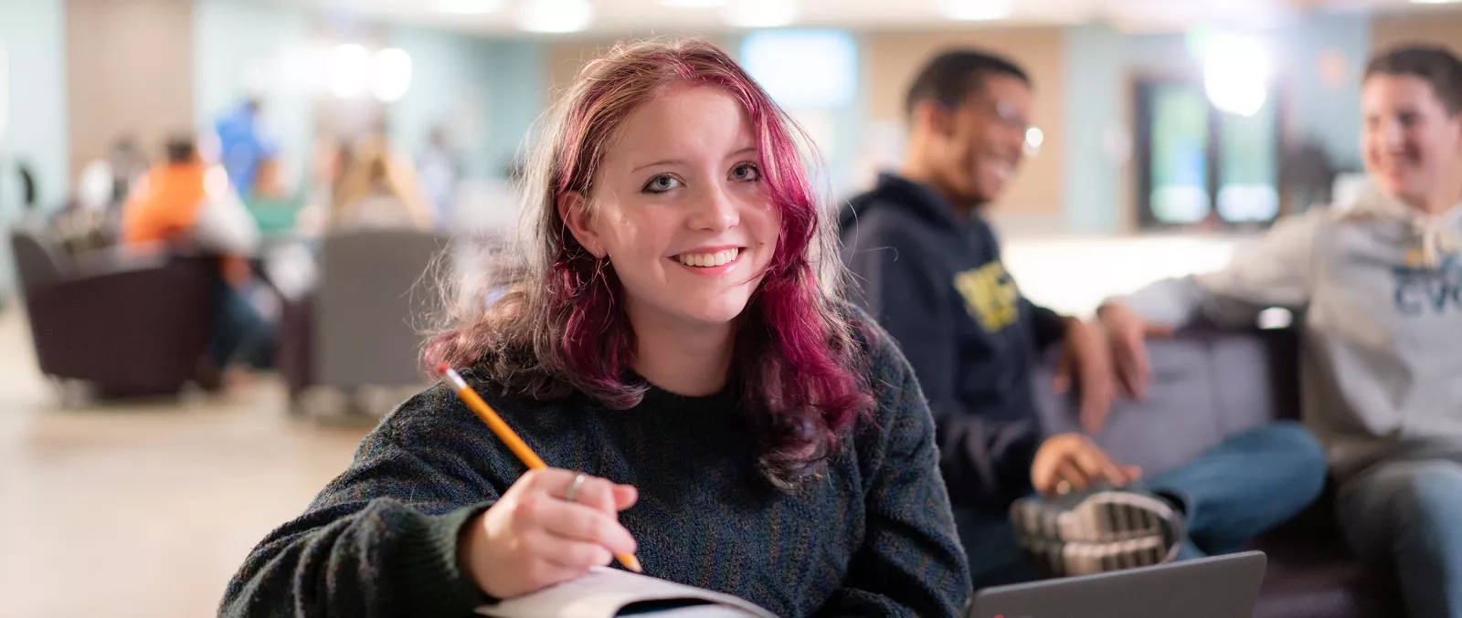 Female student in the Student Center