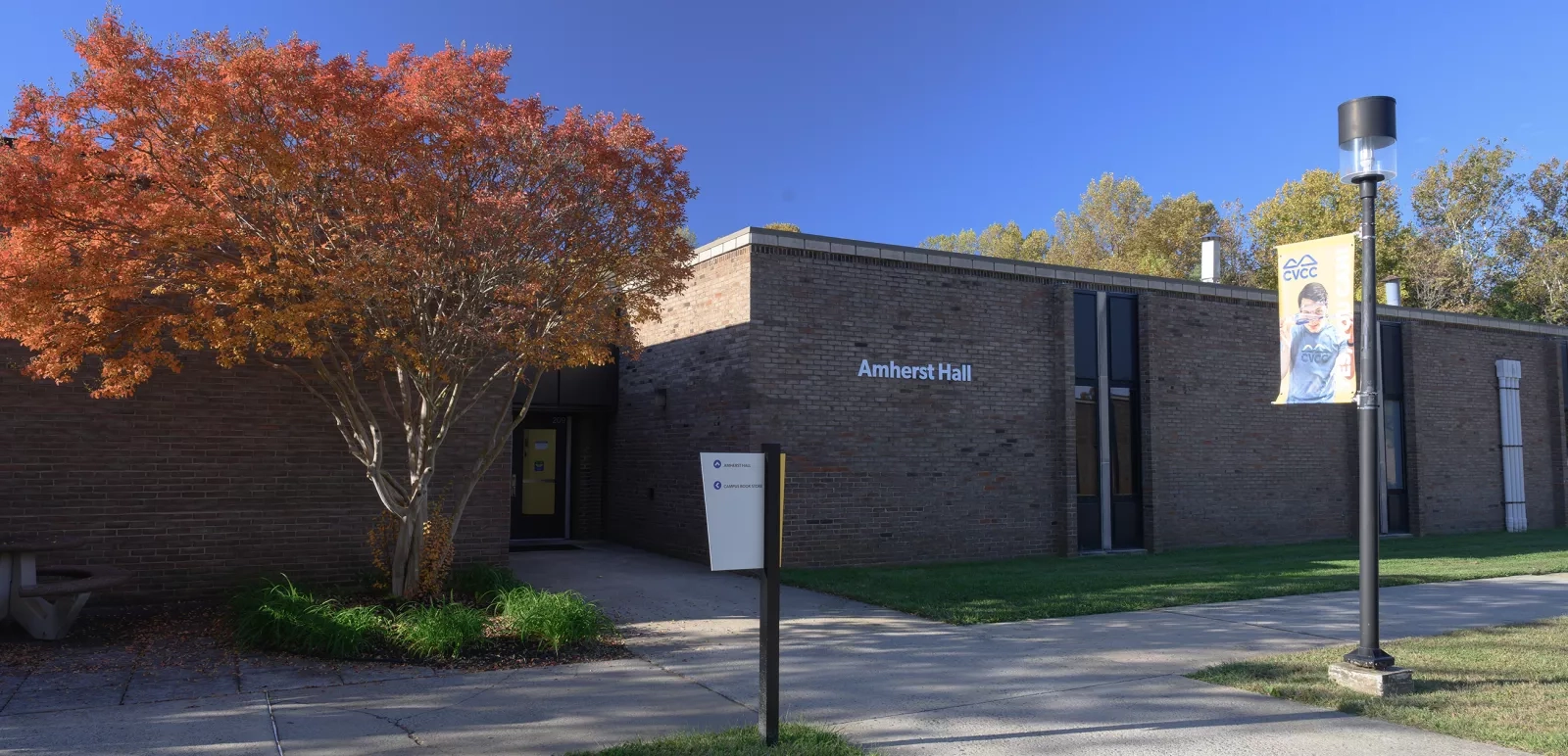 The Amherst Building in fall