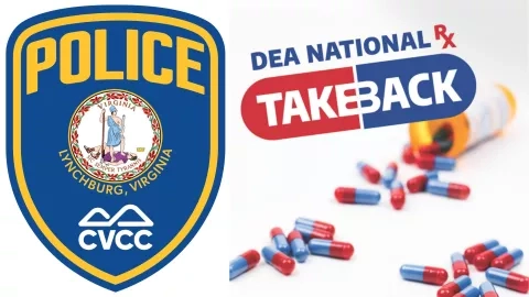 image of police badge and DEA drug take back logo