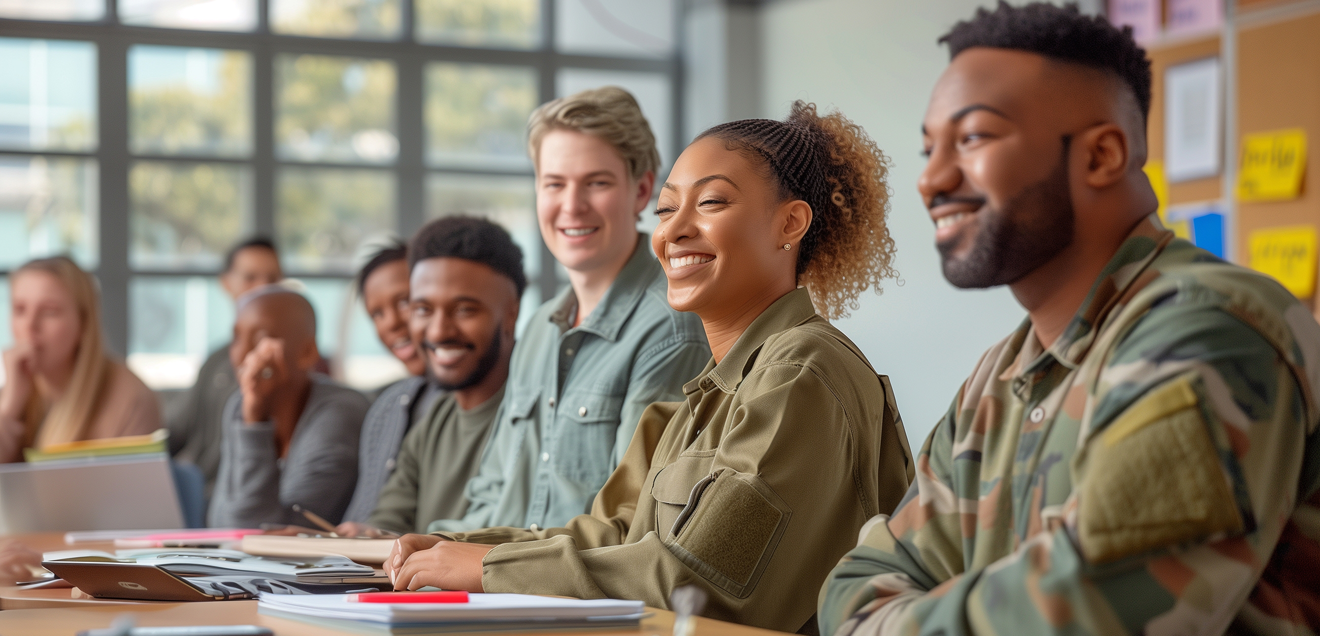 Veteran students in a classroom