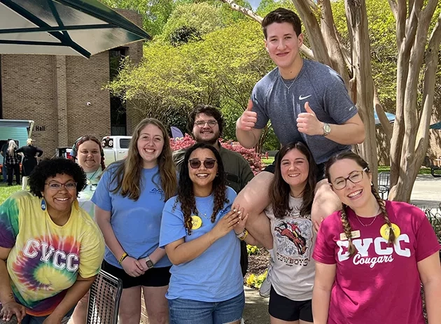 Group of students having fun in the quad